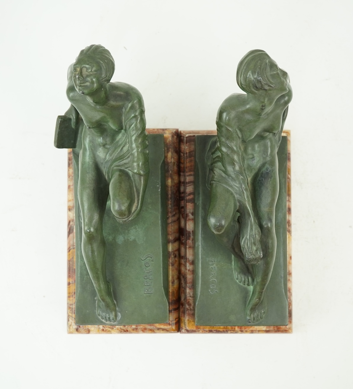 A pair of French Art Deco spelter bookends